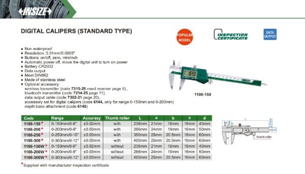 INSIZE รุ่น 1108-300 เวอร์เนียร์ดิจิตอล อินไซส์ ขนาด 12 นิ้ว - Image 4