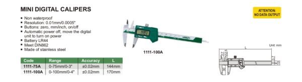 เวอร์เนียร์ดิจิตอล มินิ INSIZE 1111-75A ขนาด 3 นิ้ว/75mm - Image 4