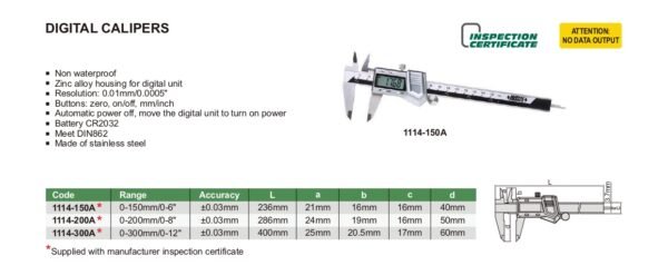 เวอร์เนียดิจิตอล อัลลอย INSIZE รุ่น 1114-300A ขนาด 12 นิ้ว - Image 4
