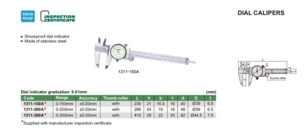 เวอร์เนียคาลิปเปอร์ แบบเข็ม(ไดอัล) INSIZE 1311-300A ขนาด 12 นิ้ว - Image 4