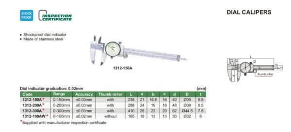 เวอร์เนียคาลิปเปอร์ แบบเข็ม(ไดอัล) INSIZE 1312-150A ขนาด 6 นิ้ว - Image 4