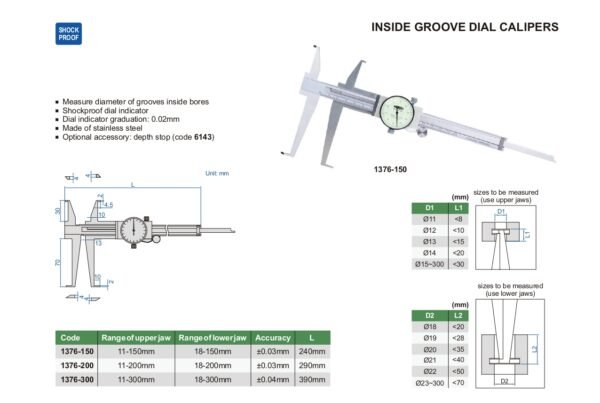 เวอร์เนียร์ดิจิตอล วัดร่องใน INSIZE 1376-150 ขนาด 6 นิ้ว - Image 2