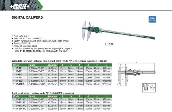 เวอร์เนีย คาลิปเปอร์ ดิจิตอล INSIZE รุ่น 1117-301 ขนาด 12 นิ้ว - Image 2