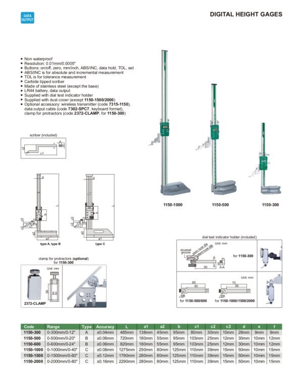 ไฮเกจดิจิตอล Digital Height Gages INSIZE 1150-300 ขนาด 12 นิ้ว - Image 2