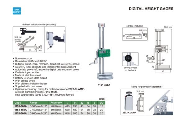 ไฮเกจดิจิตอล Digital Height Gages INSIZE 1151-450A ขนาด 18 นิ้ว - Image 2