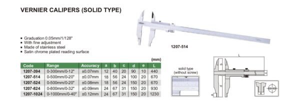 เวอร์เนียร์ แบบใช้กับของเหลว Top Jaws INSIZE 1207-824 ขนาด 32 นิ้ว/800mm - Image 2