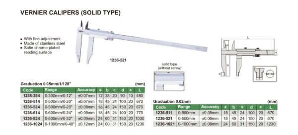 เวอร์เนียร์ แบบใช้กับของเหลว INSIZE 1236-524 ขนาด 20 นิ้ว/500mm - Image 2