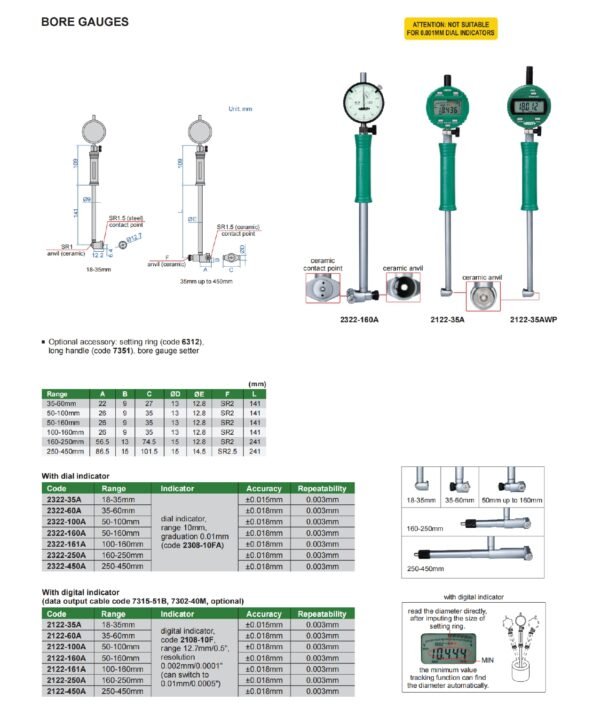 บอร์เกจ แบบเข็ม INSIZE รุ่น 2322-160A ขนาด 100-160 มิลลิเมตร - Image 2