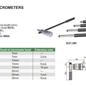 ไมโครมิเตอร์วัดในแบบท่อ (Tubular Inside Micrometers) INSIZE รุ่น 3221-1000 ขนาด 1000 มิลลิเมตร