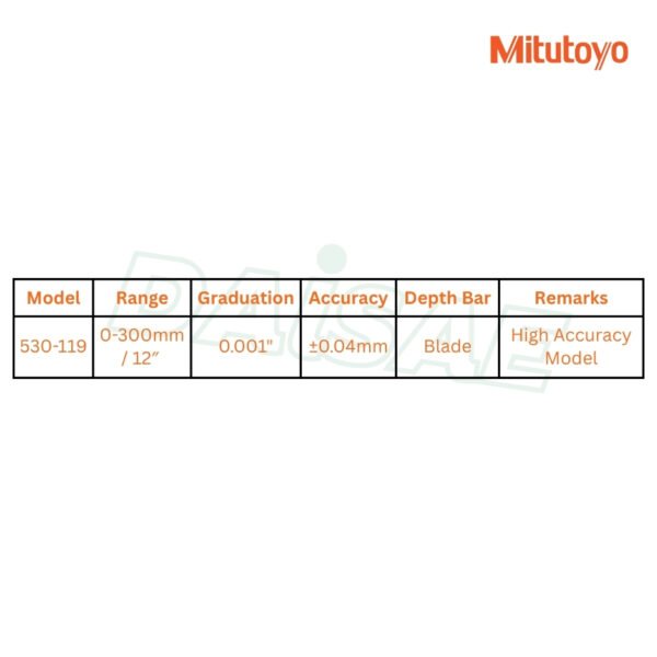 Mitutoyo เวอร์เนีย Vernier Caliper Model : 530-119 - Image 3