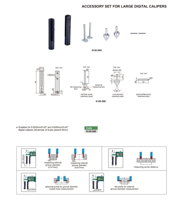 INSIZE รุ่น 6145-500 ชุดอุปกรณ์เสริม สำหรับเวอร์เนียร์ดิจิตอลขนาดใหญ่ - Image 2
