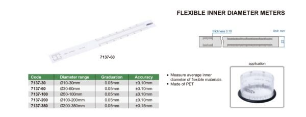 INSIZE รุ่น 7137-350 เกจวัดเส้นผ่านศูนย์กลางภายในแบบยืดหยุ่น (Flexible Inner Diameter Meters) ขนาด 350 มิลลิเมตร - Image 2