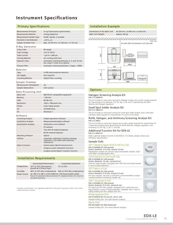 จำหน่าย SHIMADZU EDX-LE | เครื่องวัด RoHS (Check RoHS) (Cd, Pb, Hg, Cr, Br, Cl, and Sb) - Image 11