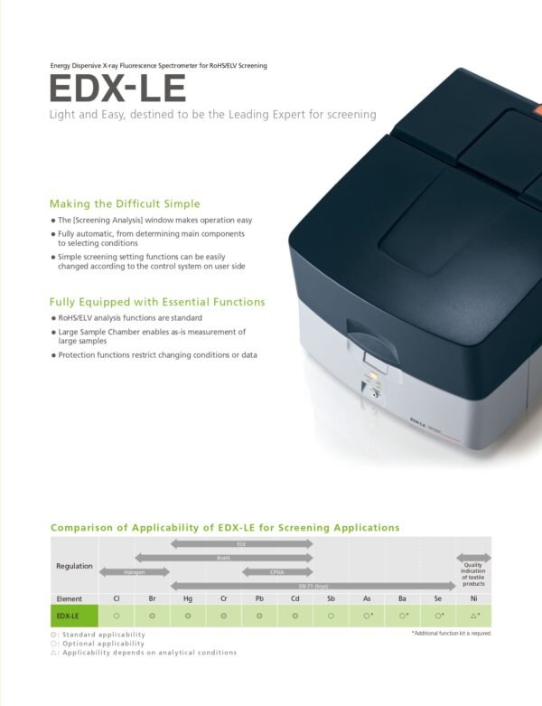 จำหน่าย SHIMADZU EDX-LE | เครื่องวัด RoHS (Check RoHS) (Cd, Pb, Hg, Cr, Br, Cl, and Sb) - Image 3