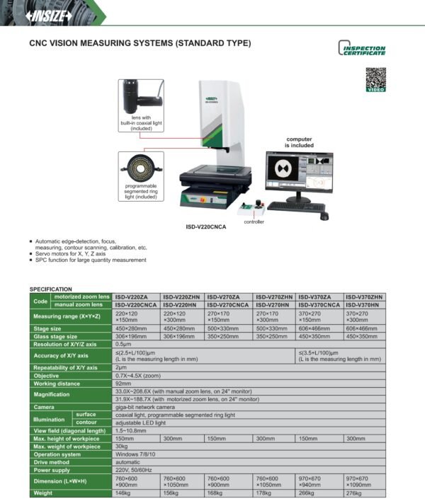 CNC Vision Measuring Systems (Standard Type) INSIZE ISD-V220CNCA - Image 3