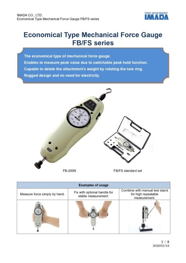IMADA FB/FS series l Economical Model Mechanical Force Gauge - Image 2