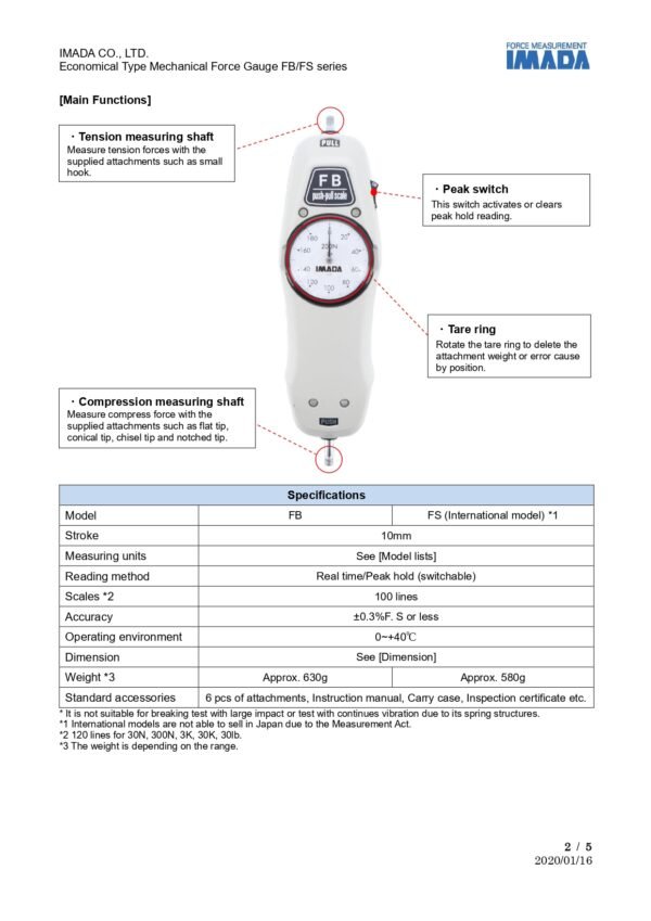 IMADA FB/FS series l Economical Model Mechanical Force Gauge - Image 3