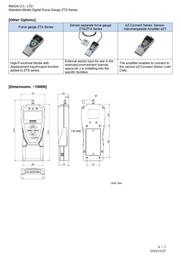 IMADA ZTS series l Standard Model Digital Force Gauge - Image 7