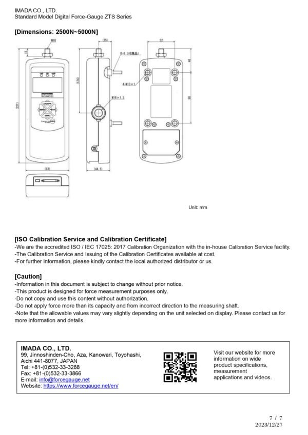 IMADA ZTS series l Standard Model Digital Force Gauge - Image 8