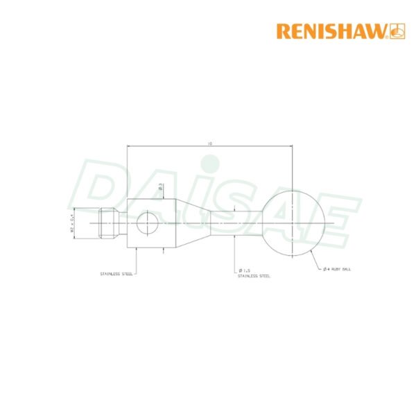 Renishaw l M2 Ø4 mm ruby ball, stainless steel stem, L 10 mm, EWL 10 mm รุ่น A-5000-4154 - Image 5