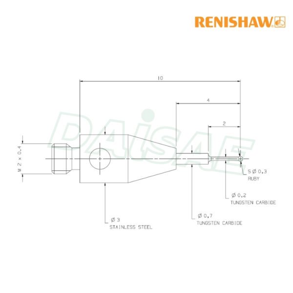 Renishaw l M2 Ø0.3 mm ruby ball, tungsten carbide stem, L 10 mm, EWL 2 mm. รุ่น A-5000-7800 - Image 5