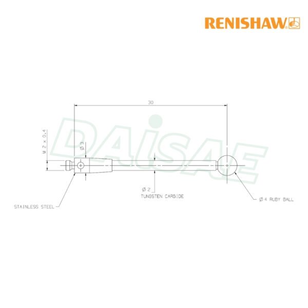 Renishaw l M2 Ø4 mm ruby ball, tungsten carbide stem, L 30 mm, EWL 30 mm รุ่น A-5003-0043 - Image 5