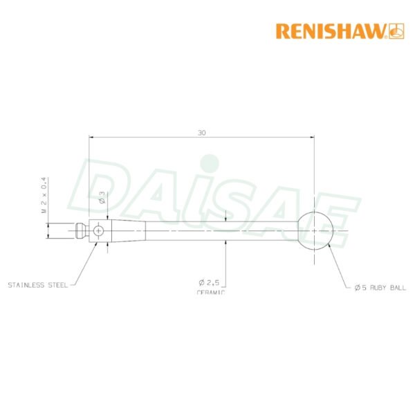 Renishaw l M2 Ø5 mm ruby ball, ceramic stem, L 30 mm, EWL 30 mm รุ่น A-5003-4779 - Image 5