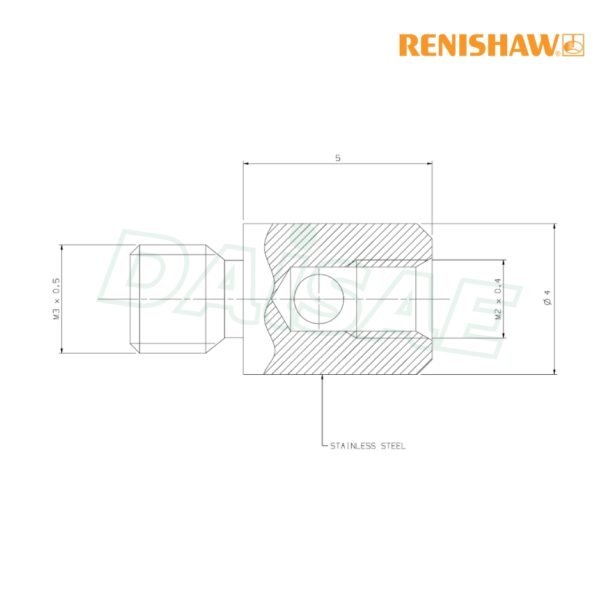 Renishaw l M3 to M2 stainless steel adaptor, L 5 mm รุ่น A-5004-7592 - Image 4
