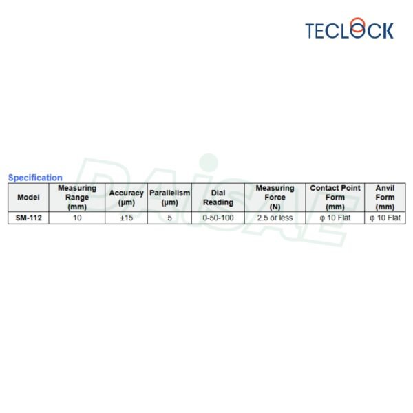 TECLOCK l ไดอัลเกจวัดความหนา ขนาด 10 มิล รุ่น SM-112 - Image 2